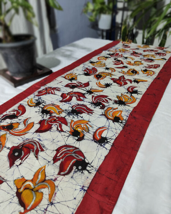 Hand Batik Pure Cotton Table Runner – Palash Blossom Elegance