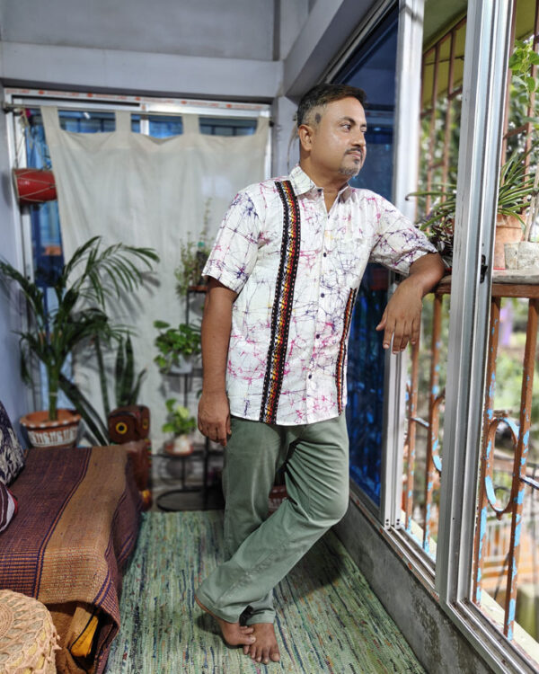 Men's Hand Batik and Hand Embroidery Pure Cotton Shirt – Kantha Panel