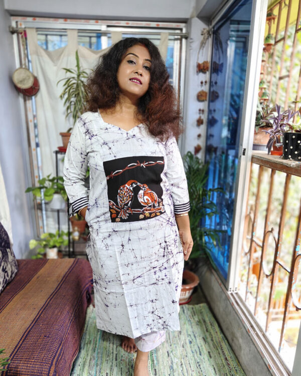 Hand Batik & Kantha Stitch Pure Cotton Kurti – Sparrow Story
