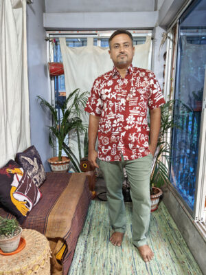 Men’s Hand Batik Pure Cotton Shirt – Orli (Rust)