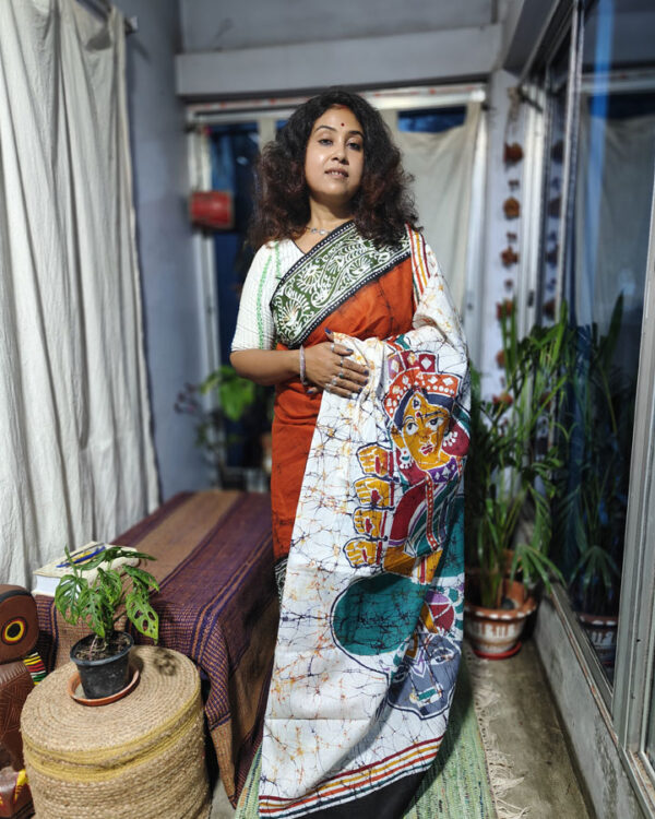 Alpana Durga Cotton Batik Saree