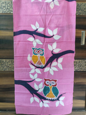Hand Batik Pure Cotton Scarf – Owl (Rani Pink)