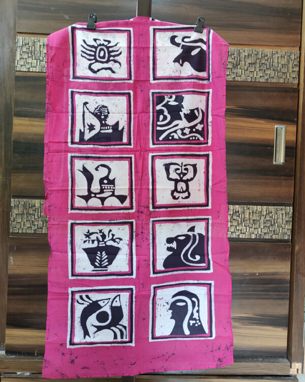 Hand Batik Pure Cotton Scarf – Rashi Chakra (Rani Pink)