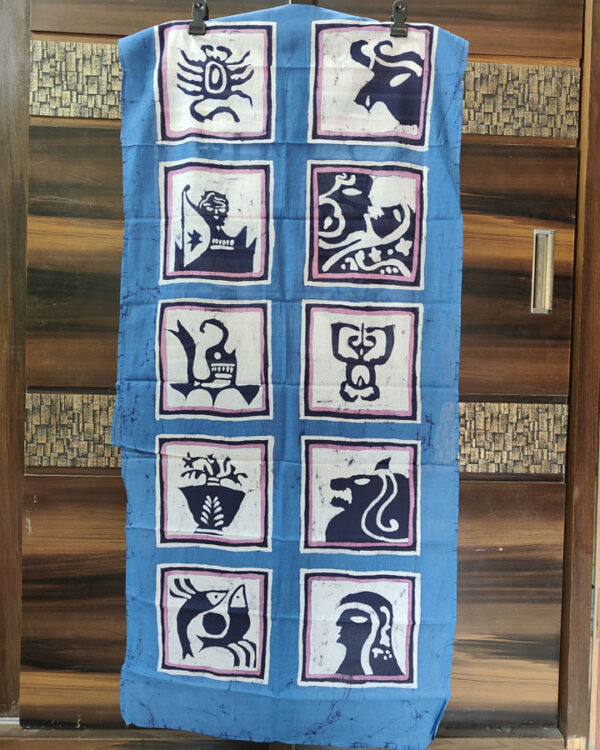 Hand Batik Pure Cotton Scarf – Rashi Chakra (Indigo Blue)