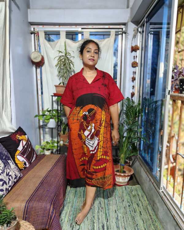 Hand Batik Pure Cotton One-piece Dress – Duli (Red)