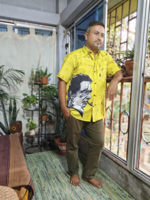 Men’s Hand Batik Pure Cotton Shirt – Satyajit Ray (Lemon Yellow)