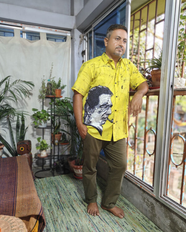 Men’s Hand Batik Pure Cotton Shirt – Satyajit Ray (Lemon Yellow)