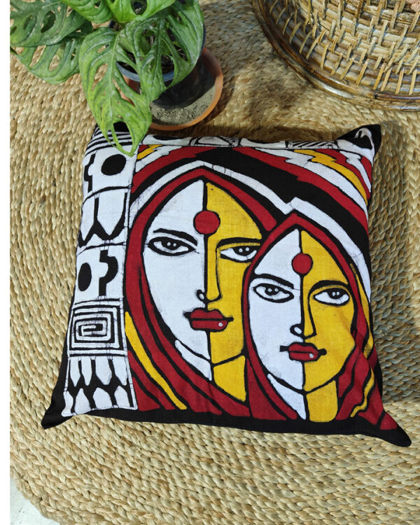 Hand Batik Pure Cotton Cushion Cover – Shoi (Female Friends), Amar Bangla Series