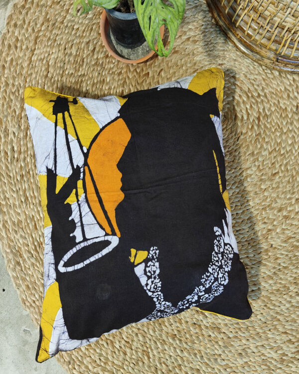Hand Batik Pure Cotton Cushion Cover – Baul on Celluloid, Amar Bangla Series