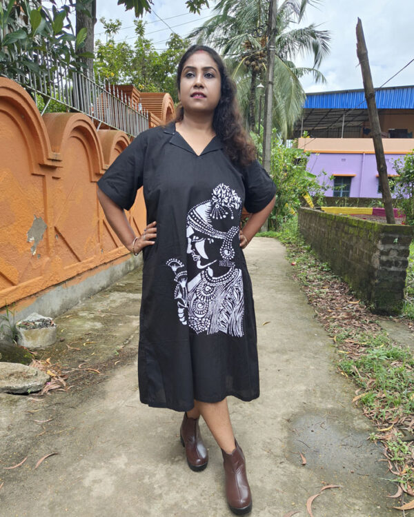 Hand Batik Pure Cotton One Piece Dress – Alankrita (Black)