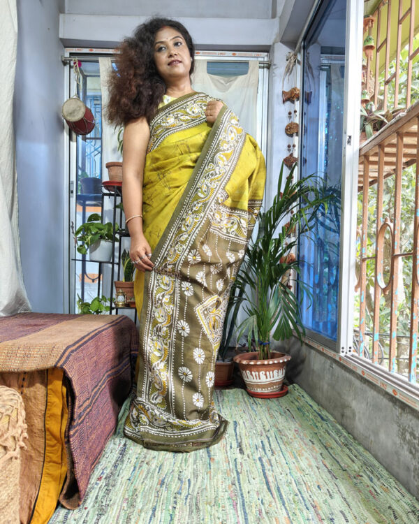 Hand Batik Hand Woven Silk Saree Alpana 08