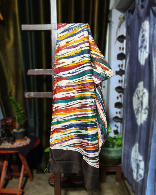 Multicoloured Hand Batik Silk Scarf