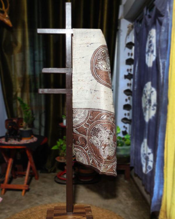 Hand Spun Hand Woven Hand Batik Silk Scarf Alpana Lotus