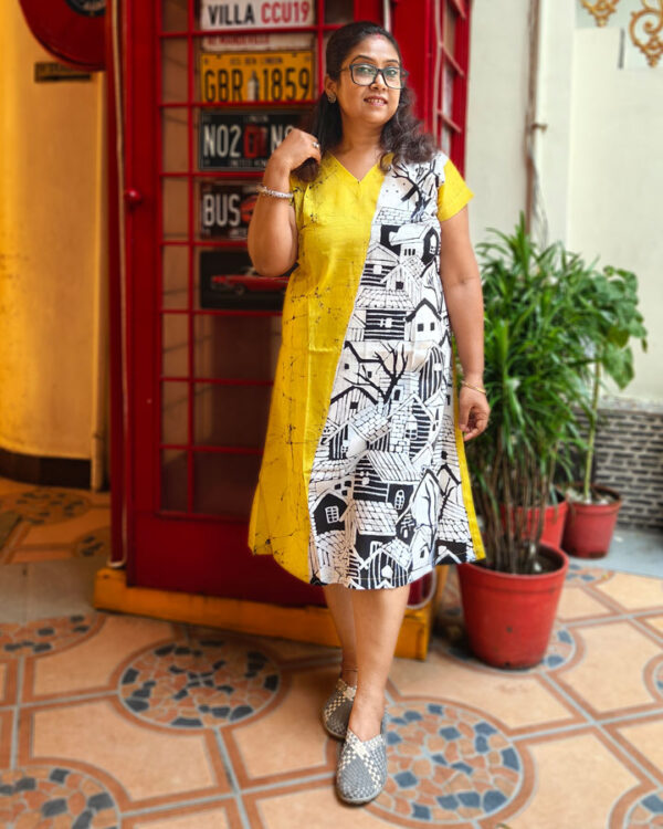 Hand Batik A Line Dress - Concrete