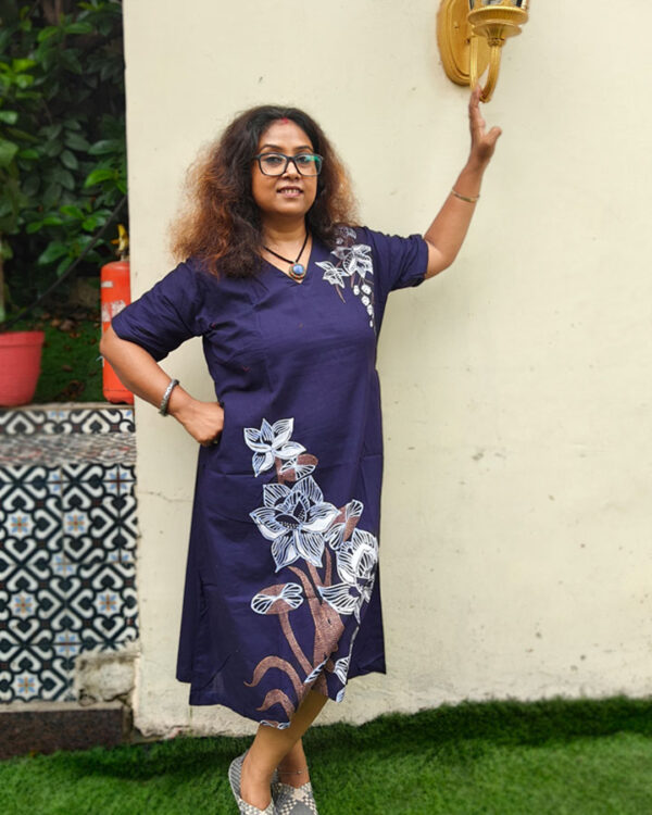 Hand Batik & Kantha Stitch Lotus One Piece Dress
