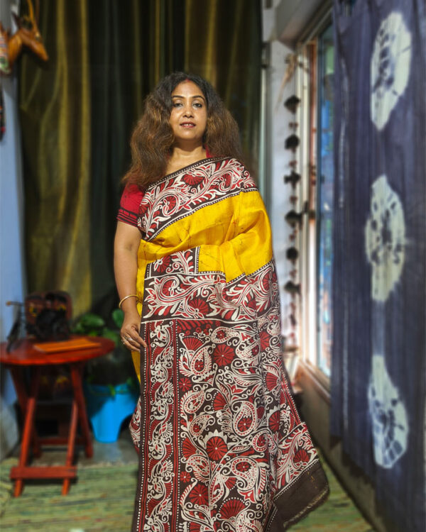 Hand Batik Hand Spun Hand Woven Mulberry Silk Saree Sorutuli(09)